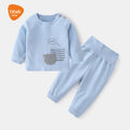 Babibele kids' autumn/winter thermal underwear set - baby cotton printed shoulder snap two-piece high-waisted long johns