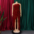 C8651 new arrival: european and american style  chic off-the-shoulder sexy slim-fit long sleeve sequin maxi dress