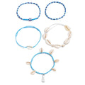 Wholesale seashell anklets - cross-border summer ocean-inspired accessories for women - versatile, unique, handmade blue rice bead starfish leg rings