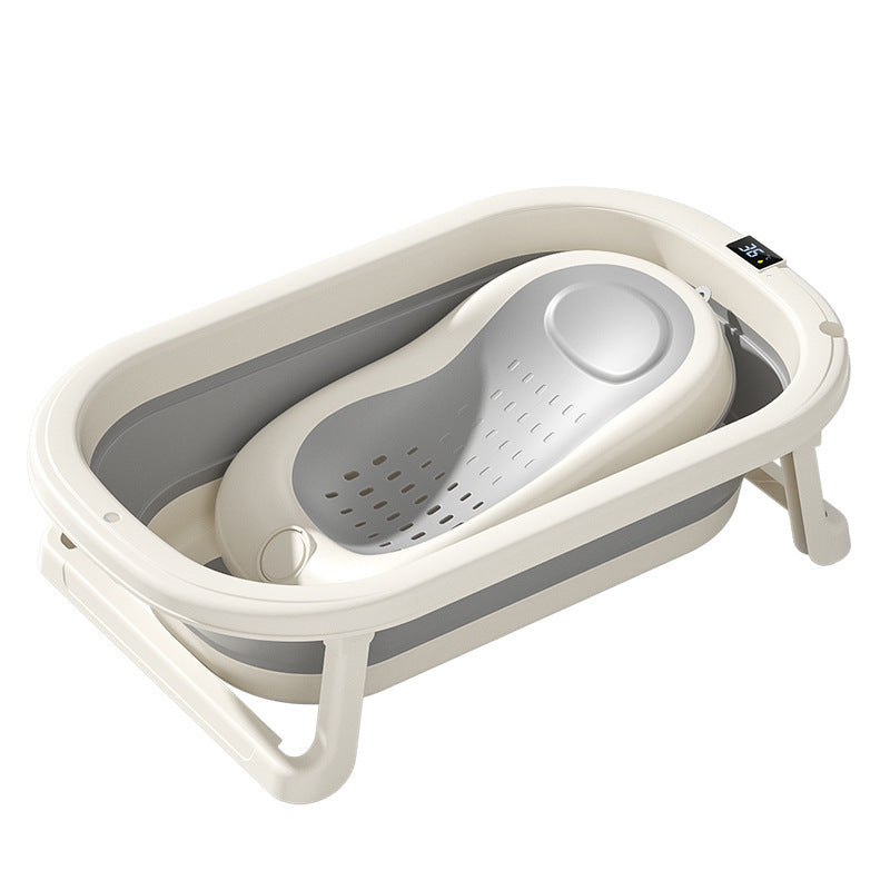 Baby bathtub - sit & lie down, temperature-sensitive, foldable, for infants, toddlers, and newborns - home use