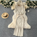 Fall and wintercasualsuitfemale celebrityfashion hot diamond hooded zipper cardigansweateroutwearknitting hip skirt