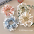 Small fresh blue and white polka dot large intestine hair tie for women korean style lazy style hair tie high-end low ponytail hair tie