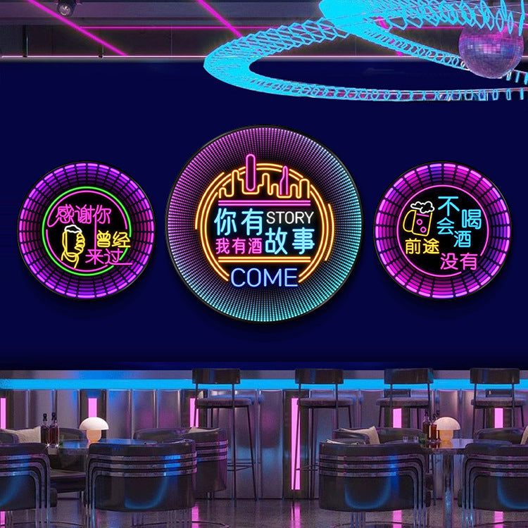 Luminous neon light text bar wall decoration painting KTV box led hanging painting singing and dancing restaurant clear bar nightclub painting
