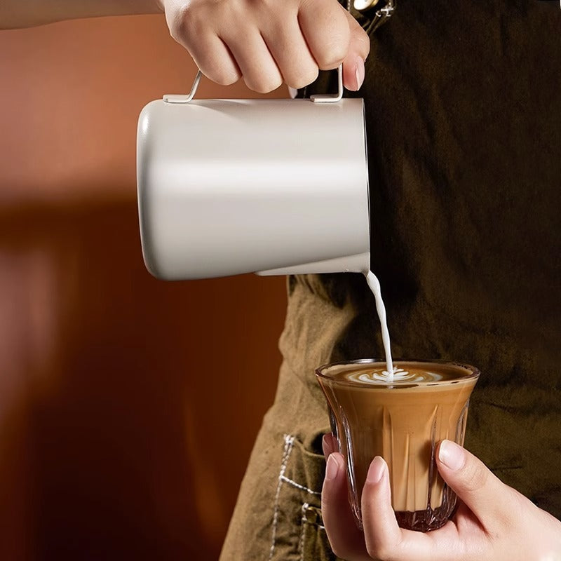 304 stainless steel tip latte art cup with scale italian latte art cylinder milk frother coffee utensils milk jug milk foam