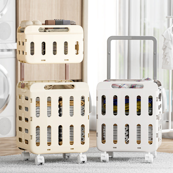 Folding laundry basket Household floor-to-ceiling clothing storage basket Toilet bathroom laundry basket Movable multi-layer laundry basket