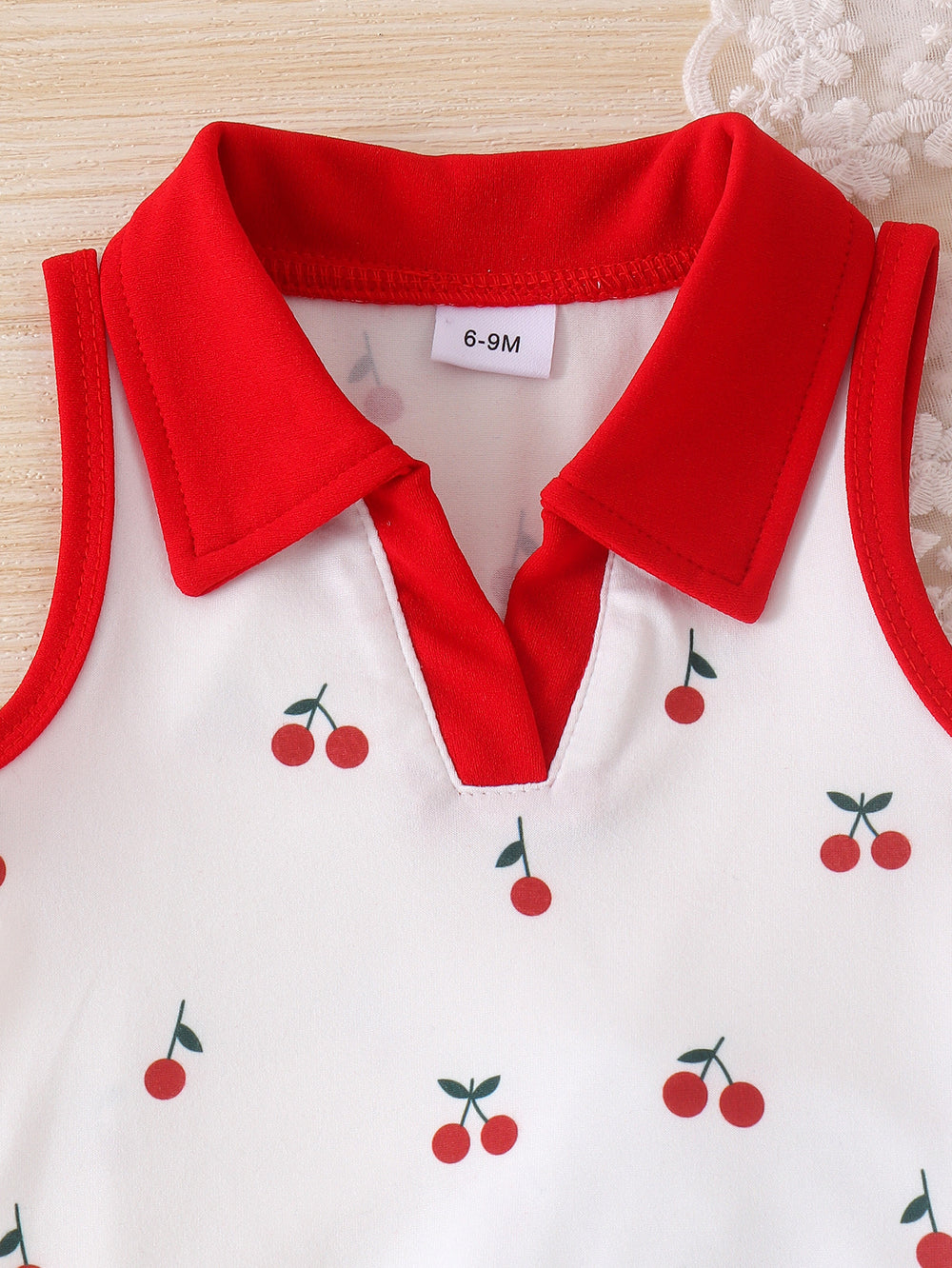 Kids clothing cross-border i  fashion children's clothing new arrival kids red collar white vest shorts