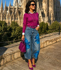 European and american style floral denim jeans - new women's streetwear fashion printed cropped pants for  cross-border e-commerce