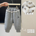 Girls' autumn/winter three-layer quilted thickened casual pants, baby sweatpants, children's warm cotton pants, trendy pants, kids' clothing