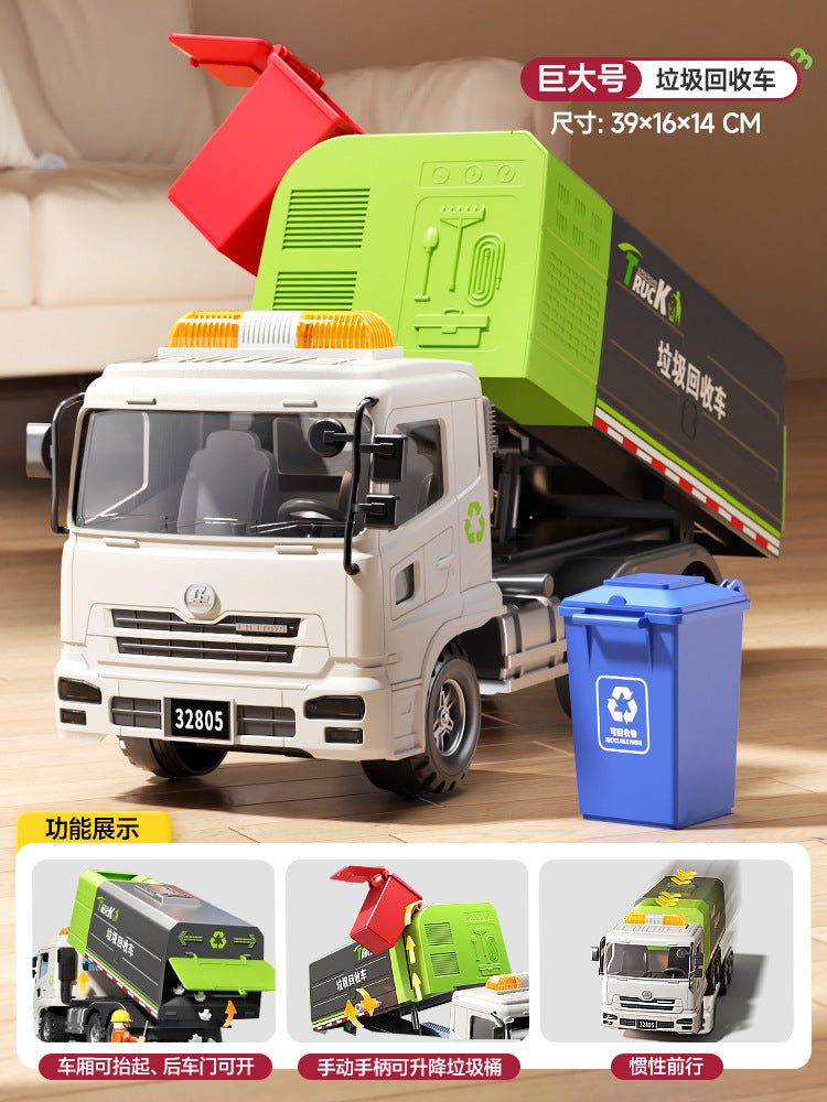 Kids oversized garbage truck sweeping sanitation alloy engineering urban garbage sorting bucket artificial car model toy