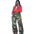 European and american style camouflage jeans -  cross-border women's fashion hot girl side frayed wide leg pants