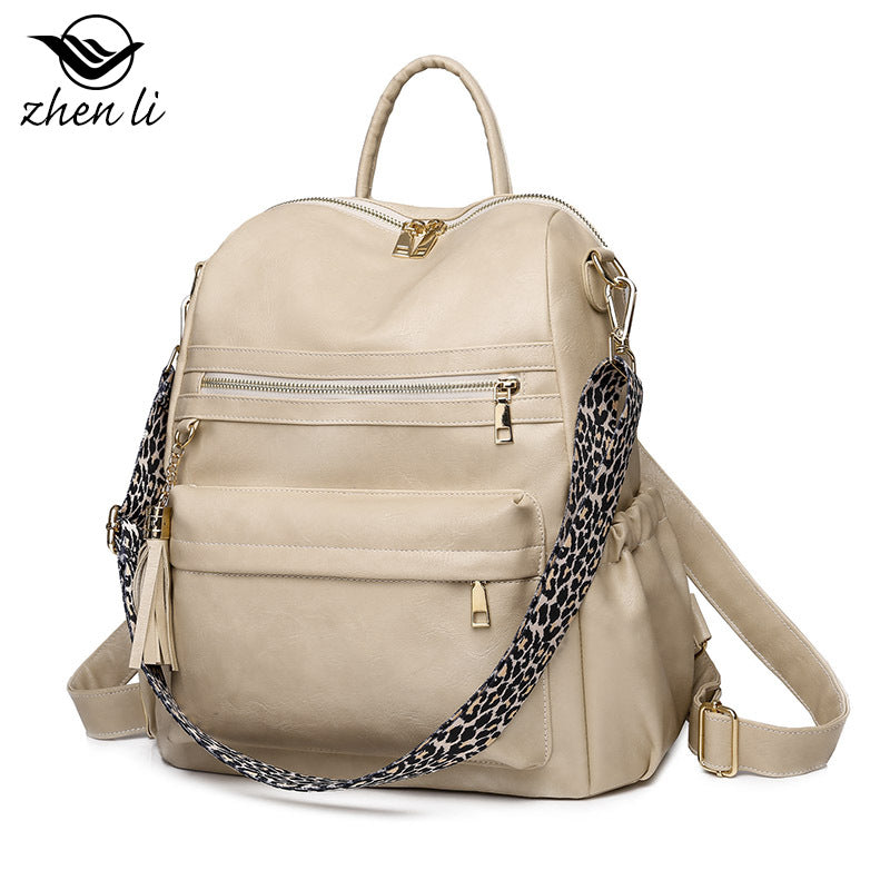 Cross-border bags backpack large capacity trend retro backpack soft leather dual-purpose shoulder bag women's backpack