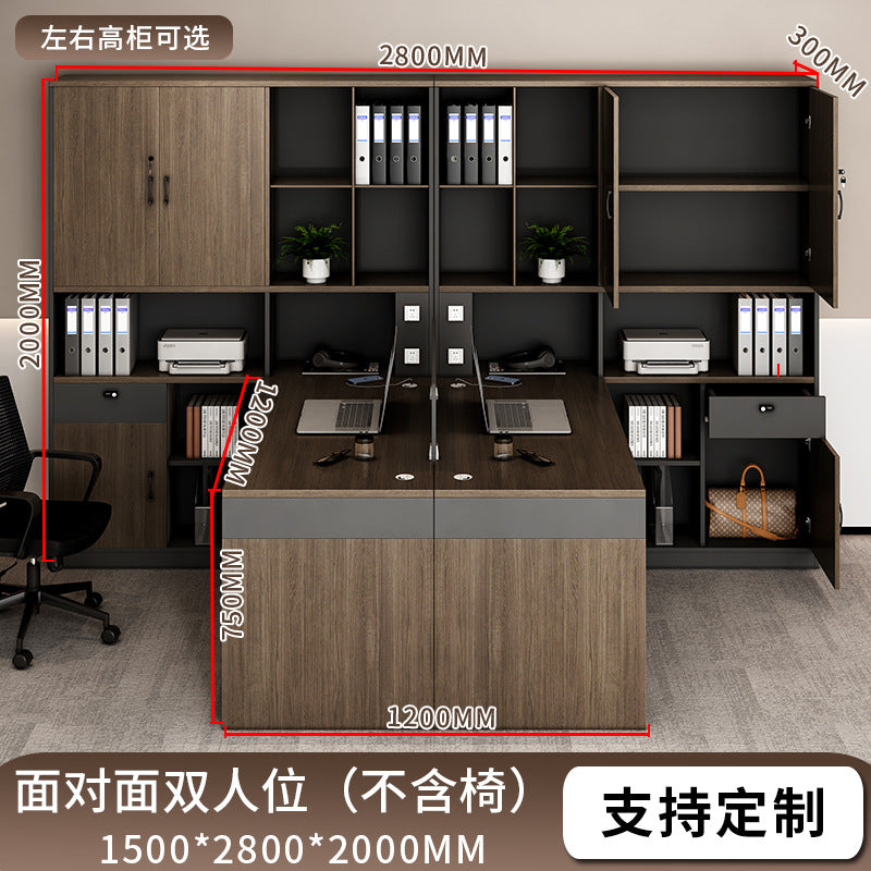 Staff desk and chair office financial computer table high cabinet furniture chair combination staff table modern screen card slot