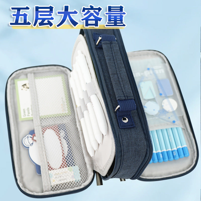 Large capacity pencil case boy stationery box junior high school students 2024 new  stationery box multi-layer primary school students pencil case