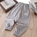 Boys' summer lightweight ice silk pants - quick-dry, mid-to-large size, casual sports trousers with elastic cuffs - mosquito-proof