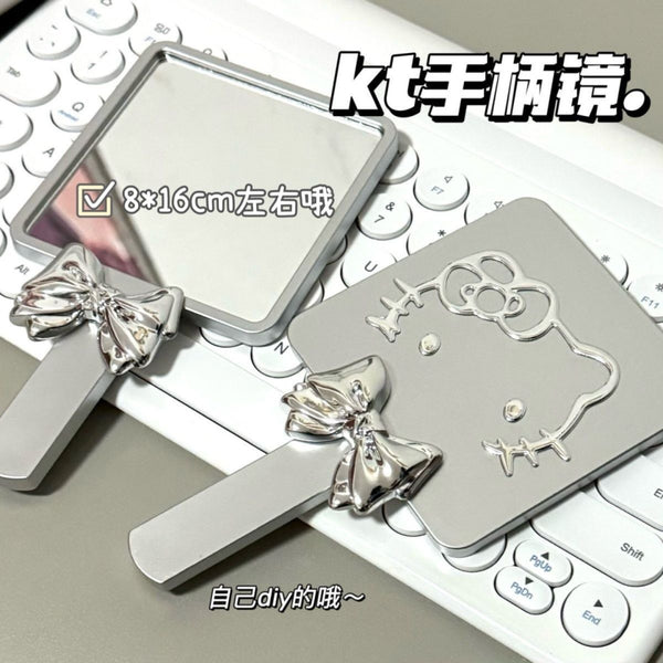 New kitty cat handle mirror, advanced and convenient makeup mirror, girl heart small mirror, handheld makeup mirror