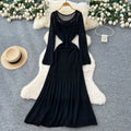 Lazy style casualclassy sense cut out crochet knittingdress women's inner suspender bottom skirt korean two-piece set
