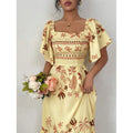 Amazon fashion elegant short-sleeve midi dress for women,  summer new arrival, slimming and figure-flattering