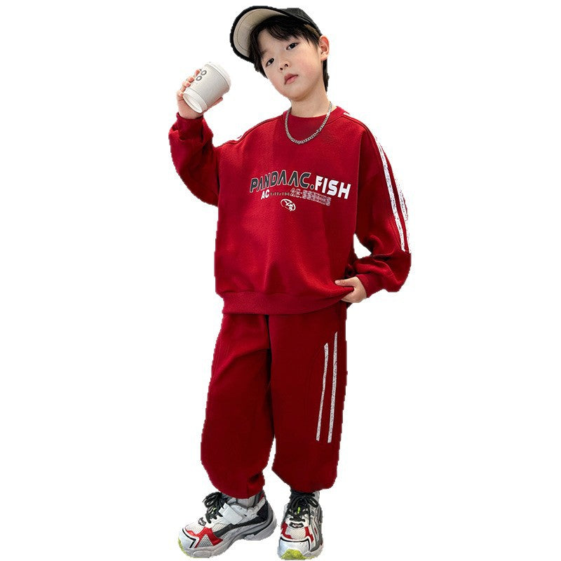 Trendy and edgy boys' two-piece outfit for teens, new spring/autumn  collection, long-sleeved athletic set for students