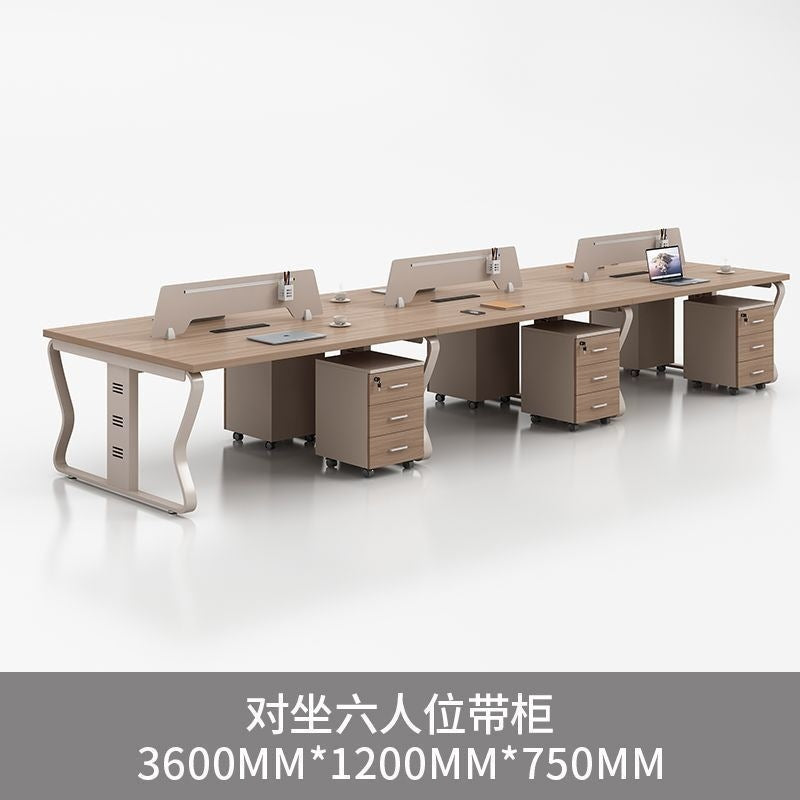 Computer desk and chair set - modern minimalist conference table for meetings, partitioned multi-person office desk for employees