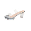 European and american plus size transparent crystal high heel sandals and slippers for women, 2023 new trendy rhinestone outdoor sandals and slippers