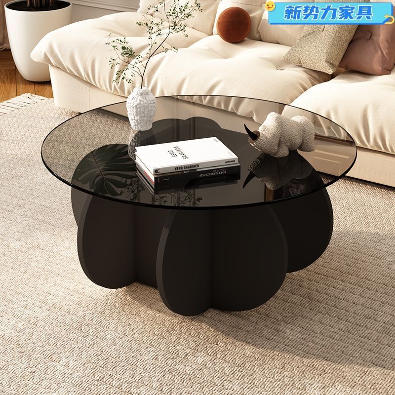 Glass coffee table accessible luxury modern living room for home small apartment casual round popular table normcore pumpkin coffee table