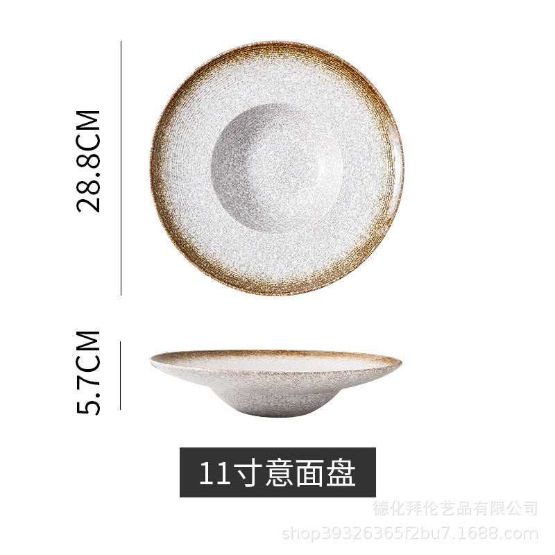 Japanese-style ceramic straw hat plate - hotel & restaurant pasta plate, large soup plate, home dinner plate, display plate - wholesale