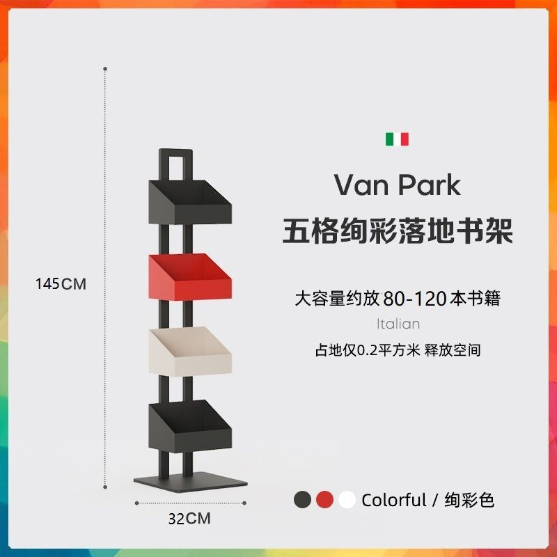 Invisible floor-to-ceiling bookshelf for living room, home iron art corner storage display shelf, 3d children's multi-layer bookcase and storage rack