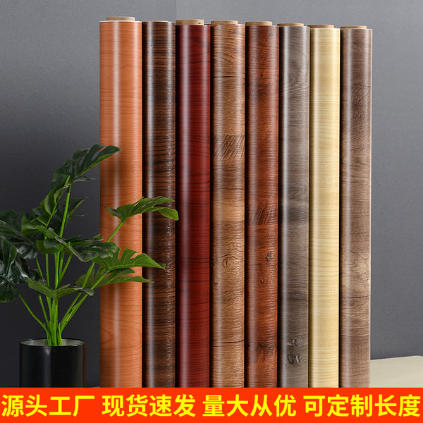 Self-adhesive wallpaper wholesale imitation wood grain waterproof sticker wardrobe cabinet desktop old furniture renovation color change decorative sticker