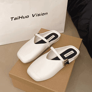 2025 new flat slippers - slip-on, closed-toe, summer, non-slip, fashionable, versatile, lazy mules - wholesale