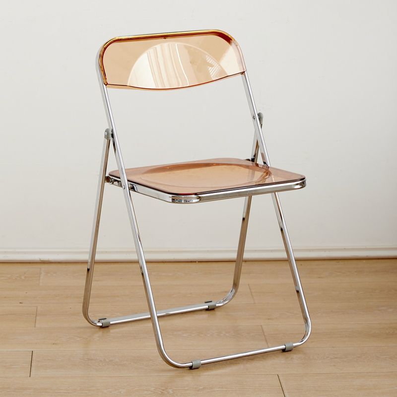 Minimalist folding chair - transparent acrylic photo booth chair for clothing stores, trendy influencer makeup stool, crystal backrest dining chair