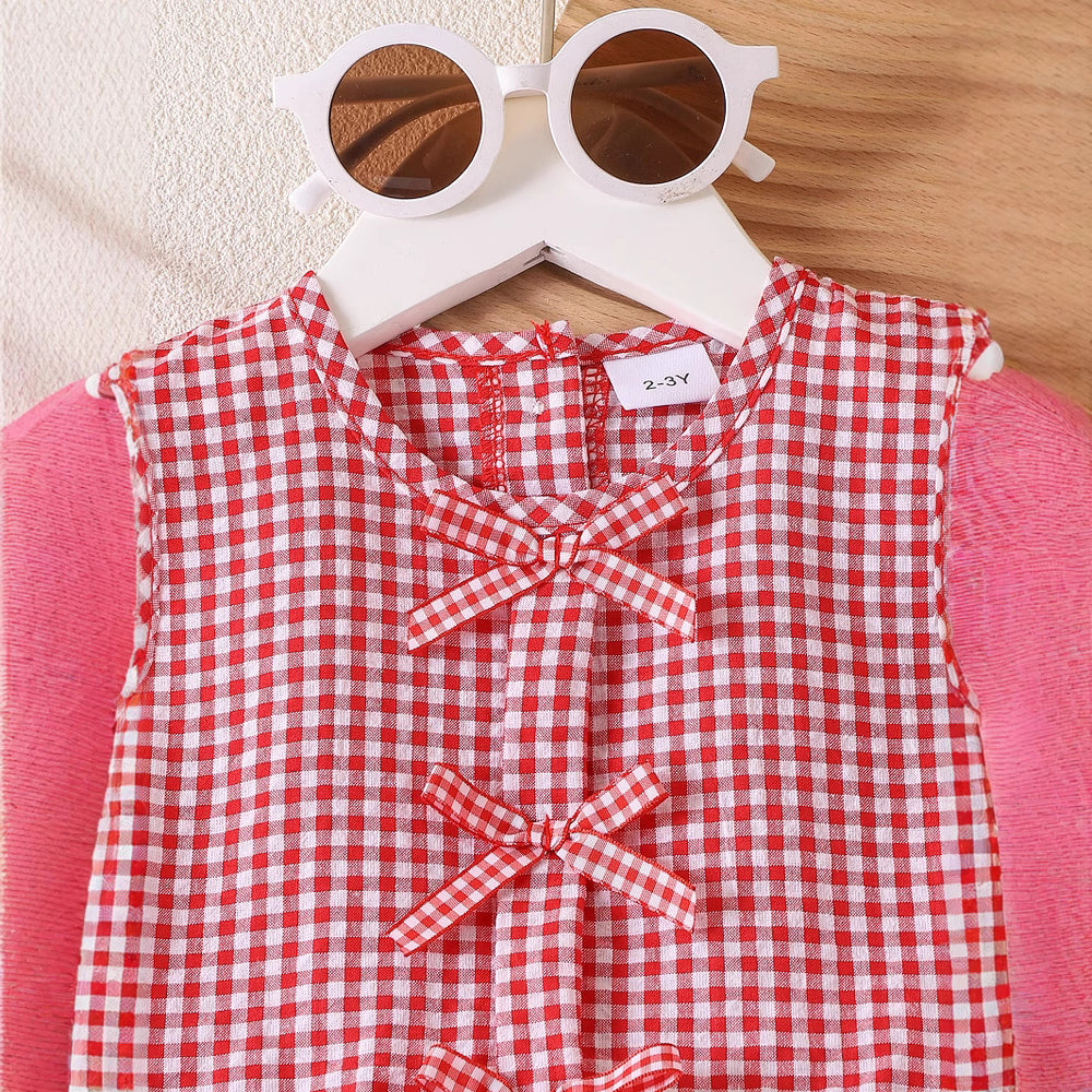 Children's clothing  fashion children's clothing cross-border red plaid tops+shortssuit