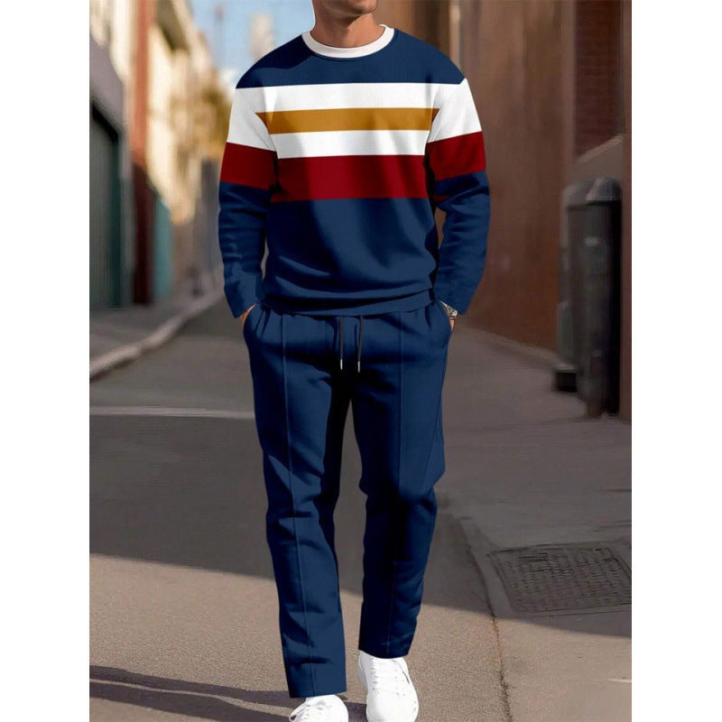 cross-border e-commerce 3d digital print men's autumn/winter new casual fitted long-sleeve hoodie and pants set