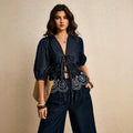 Amazon tiktok pinduoduo foreign trade cross-border fashion bohemia embroider strap denim tops