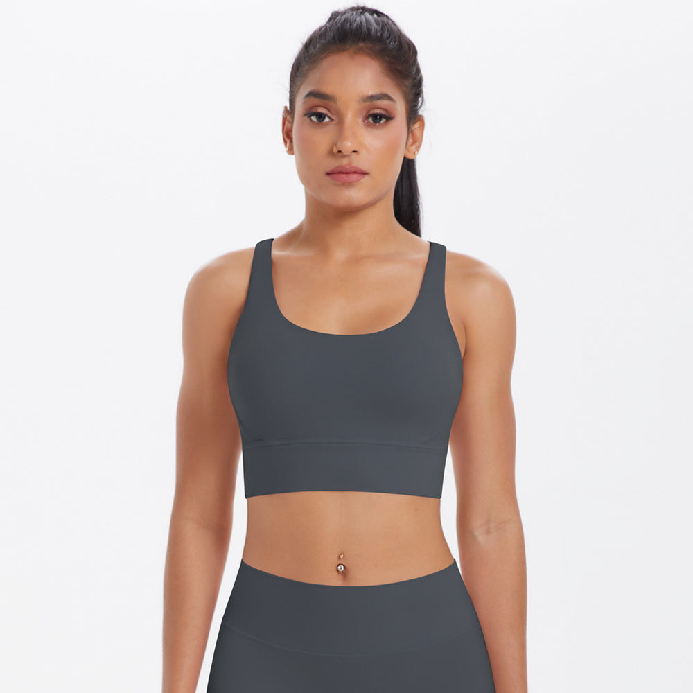 New women's seamless yoga tank top - criss-cross back, sports bra, fitness yoga wear, quick-dry, shock-absorbing sports bra