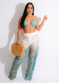 Source factory  summer new european and american style women's sexy gradient beach tassel knit pants casual set