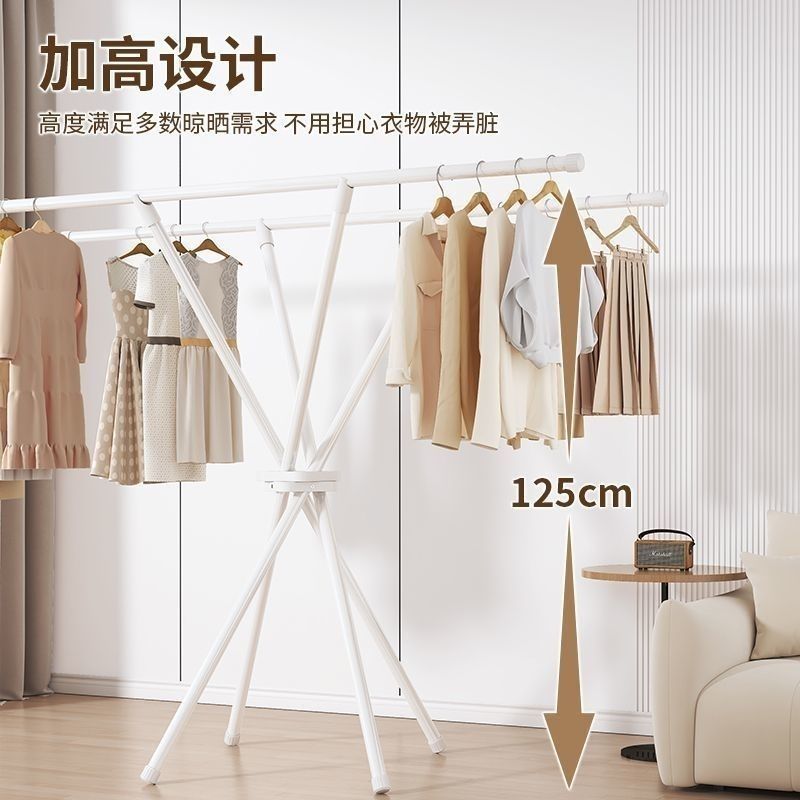 Indoor foldable clothes drying rack floor-standing clothes drying pole balcony for home clothes hanger bedroom handy gadget foldable floor-standing