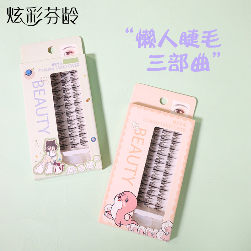 Colorful fenling trilogy false eyelashes lazy eyelashes curling grafting single cluster eyelashes fairy artificial eyelashes