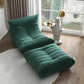 Sofa + footrest (dark green suede)