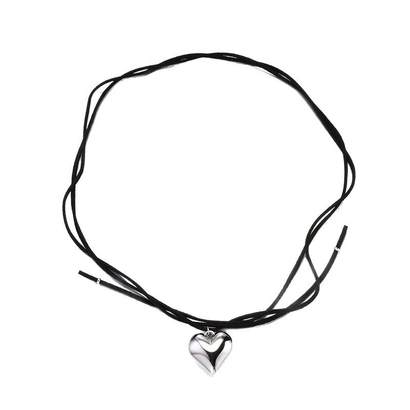 Wholesale heart cross pendant necklace - trendy adjustable choker with star accents for women (us/eu cross-border)