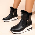 autumn/winter new collection: platform wedge heel, height-increasing, casual short boots with side zipper, fleece-lined, extra thick, warm snow boots for women
