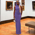 autumn new arrivals:  european and american style women's fashion solid color hooded back slit sleeveless dress