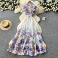 French country style printed sleeveless dress - women's new summer high-waisted slimming a-line maxi dress - elegant commute dress