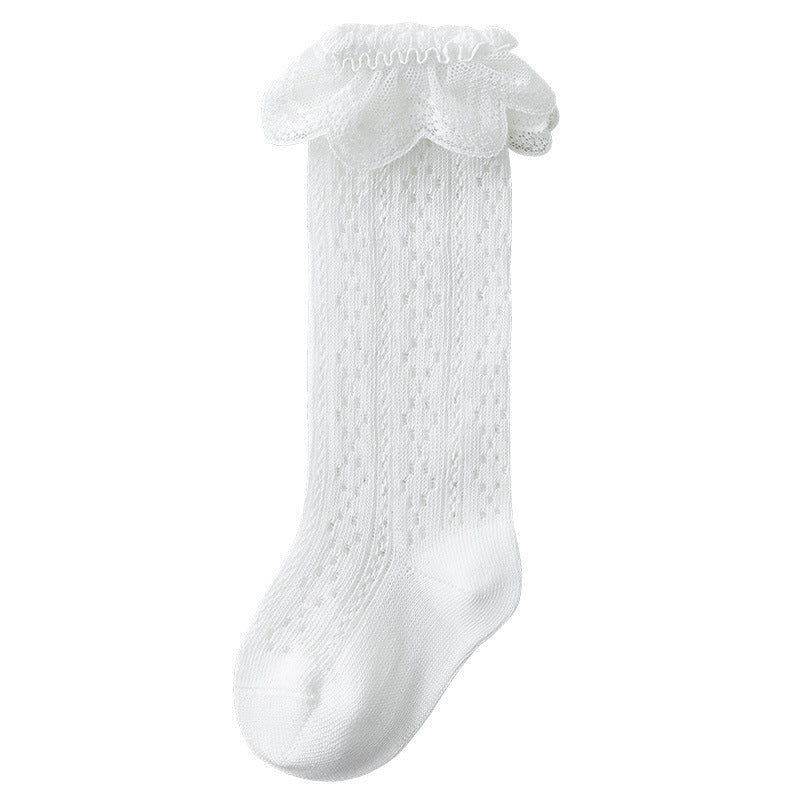 Babylon girl princess socks summer mesh breathable children's socks lace trim no-pinch high socks wholesale