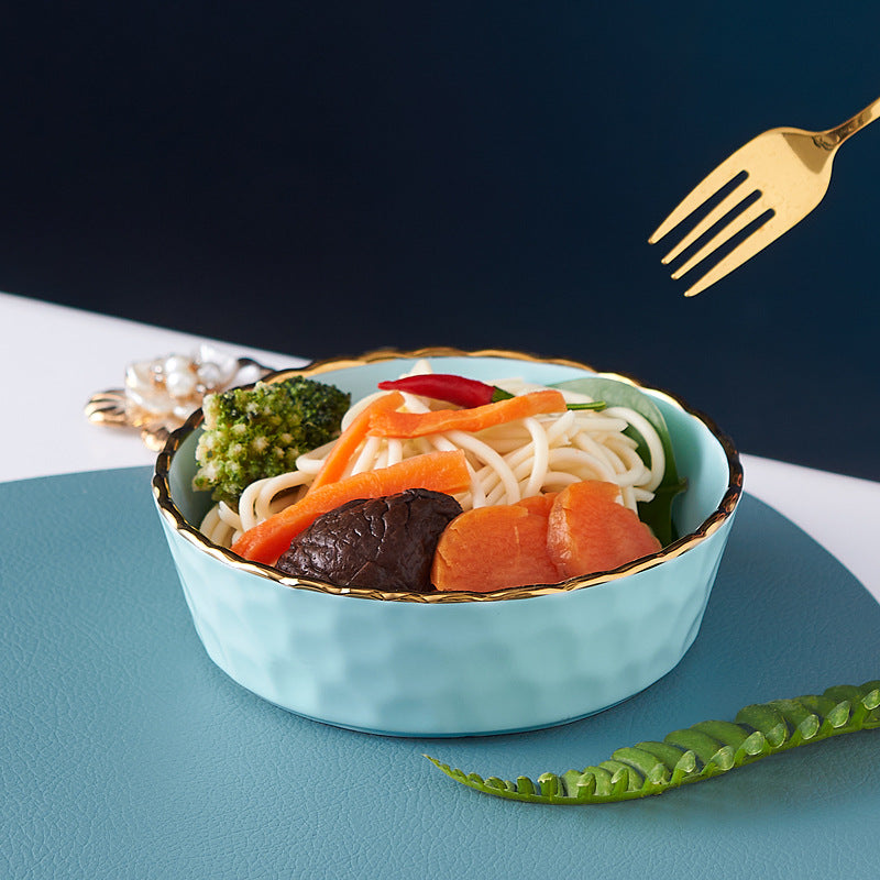 Nordic style ceramic bowl - perfect for fruit, desserts, salads, pasta, and breakfast. features a delicate lace design