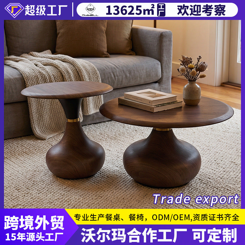 Accessible luxury iron art round small tea table tempered glass combination designer small apartment model room living room creative coffee table