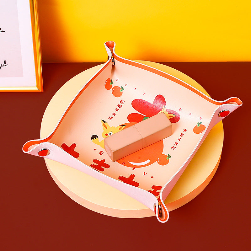 Guochao desktop bedroom storage box entrance living room cartoon multi-functional key cosmetic storage tray coffee table ornament