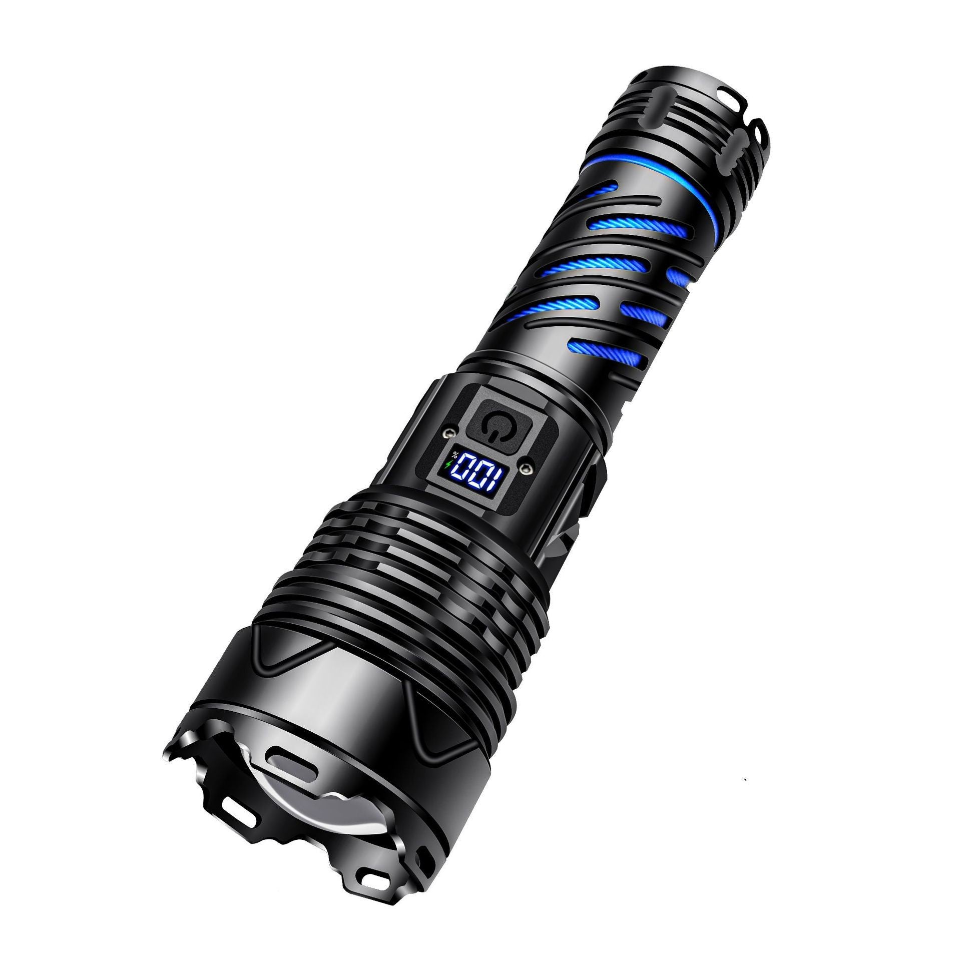 Cross-border strong light aluminum alloy multi-functional flashlight outdoor digital electric display rechargeable waterproof telescopic zoom flashlight