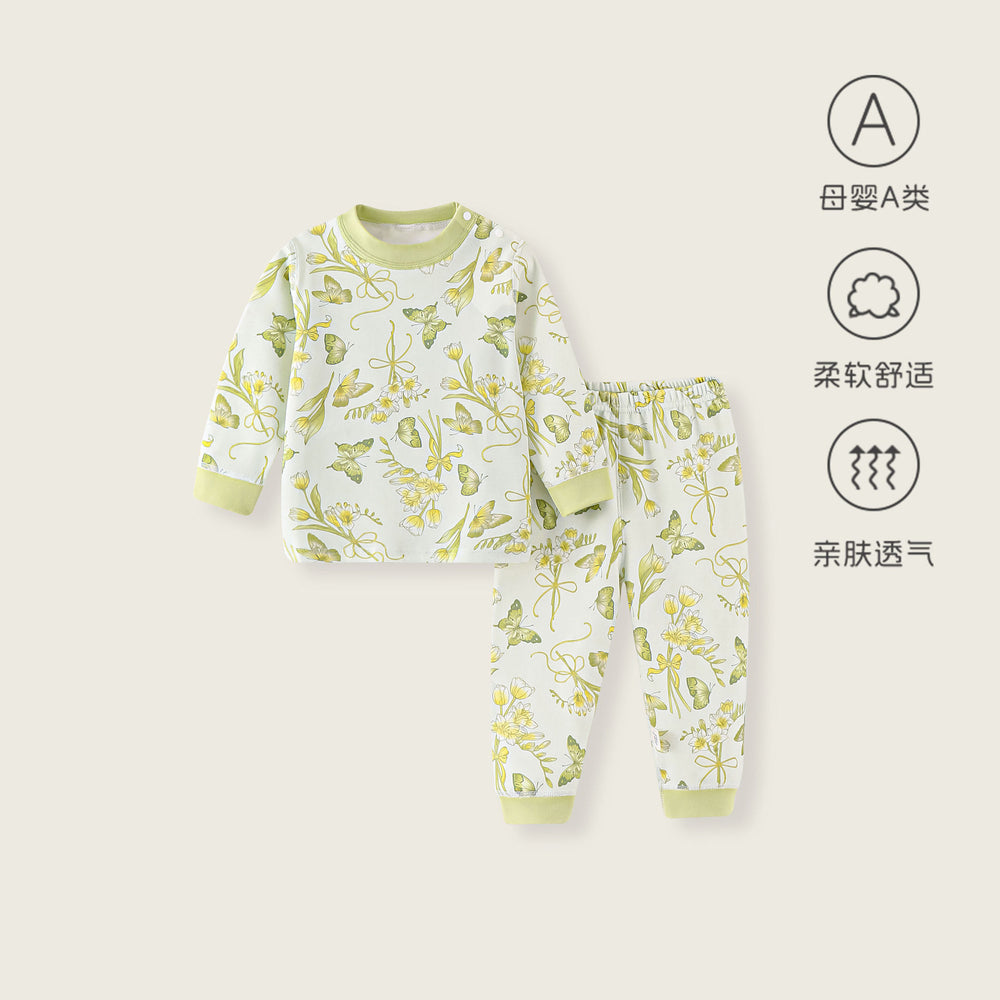 Kids' spring/autumn pure cotton thermal underwear set - baby pajama pants and top set for boys and girls - long sleeve and pants loungewear - children's clothing