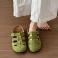 Retroniche stylecut out toe half slippers for women 2026 spring and summeroutwear one-leg thick sole ugly cute casual birkenstock shoes