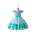 girls' mesh tutu dress - floral party dress for kids - evening performance bowknot dress